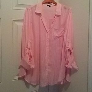 NWOT-Pink and white striped shirt